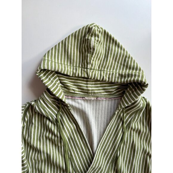 PILCRO Wharfside Green Striped Cotton Terry V-Neck Hooded Sweatshirt, Size S - Picture 7 of 14